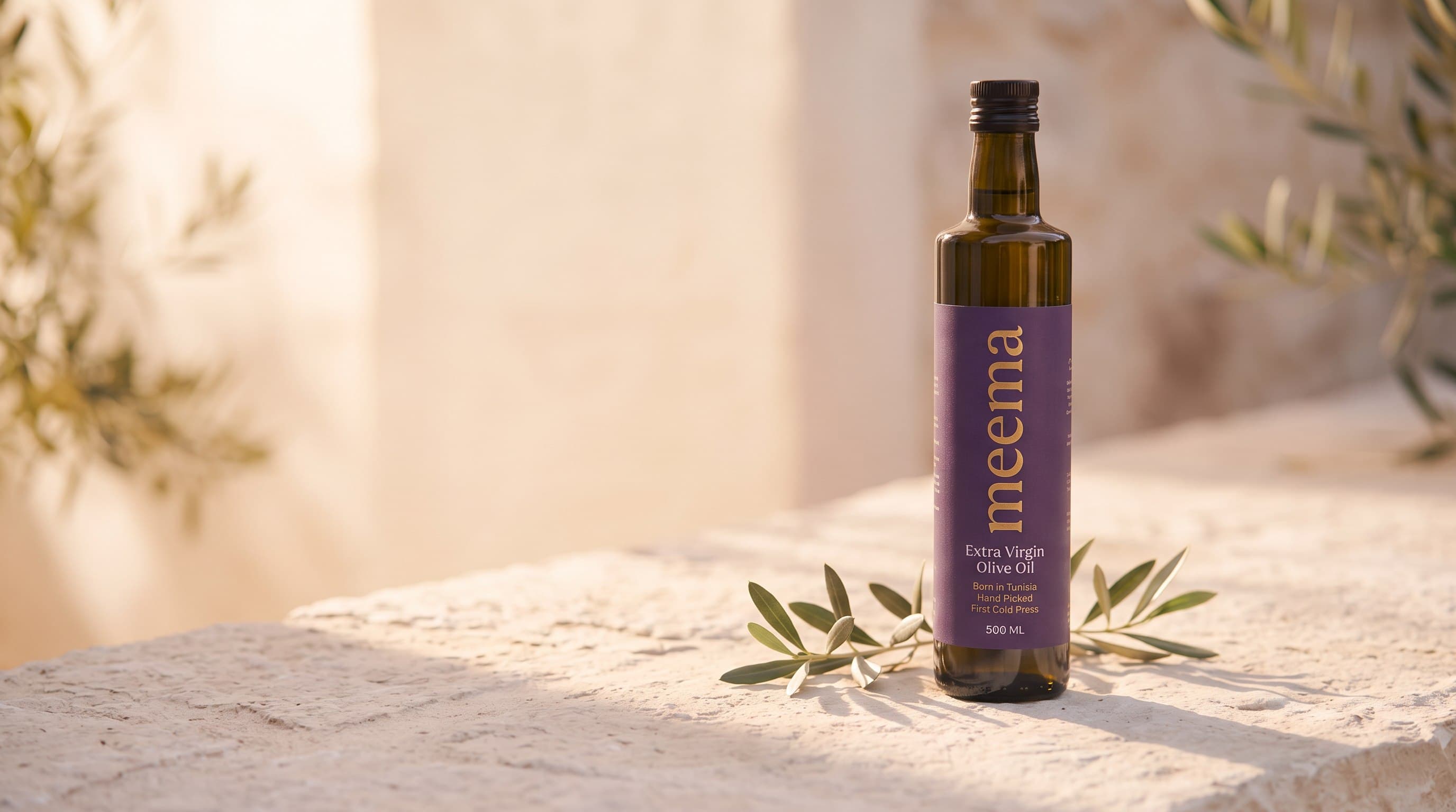 The Meema 500ml bottle on a sunlit limestone ledge